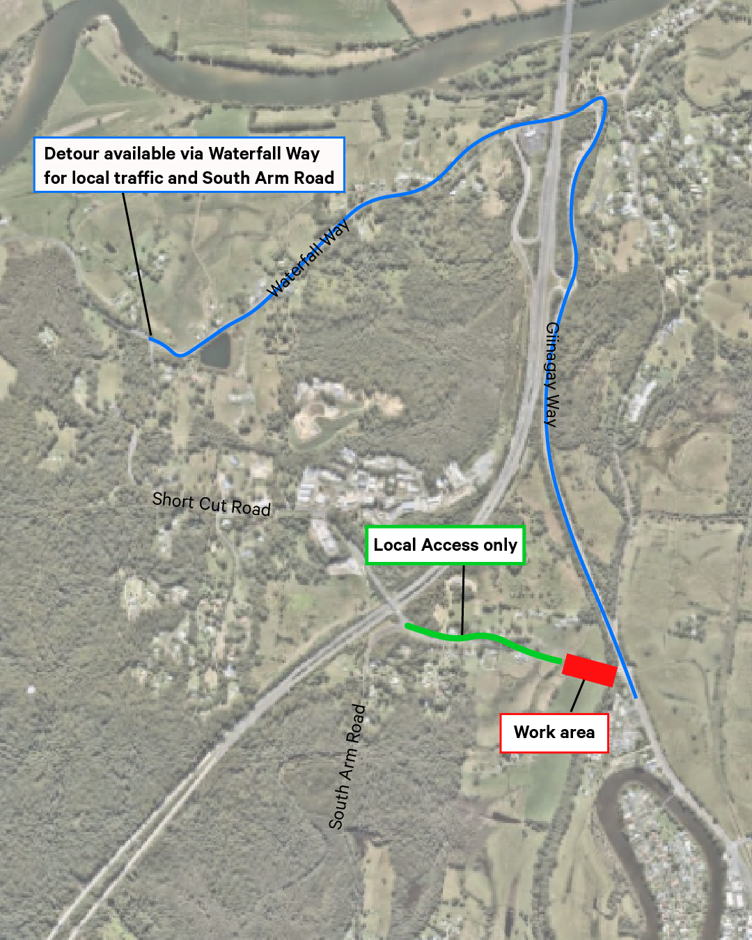 Short cut road closure map